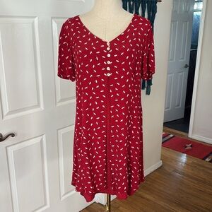 Y2K Vintage Laundry By Shelli Segal Red Floral Babydoll Dress with Polka Dots
